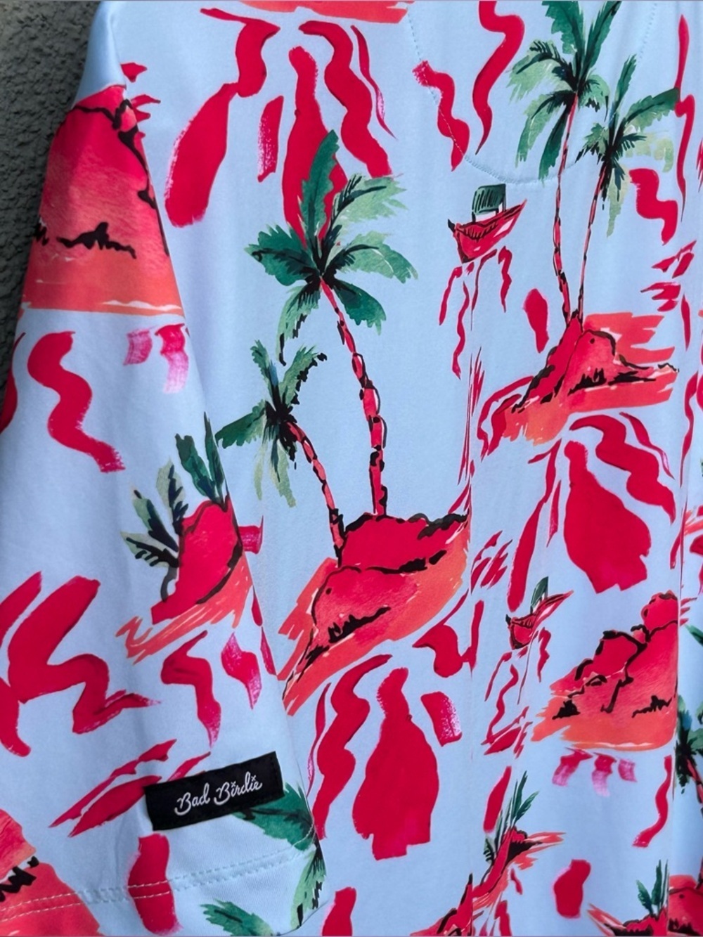 Bad Birdie Golf Polo Shirt Performance Golf Red Rock Volcano Size Small - Picture 7 of 7